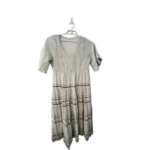 Roller Rabbit dress womens Medium Murello Mabel tiered seersucker stripe